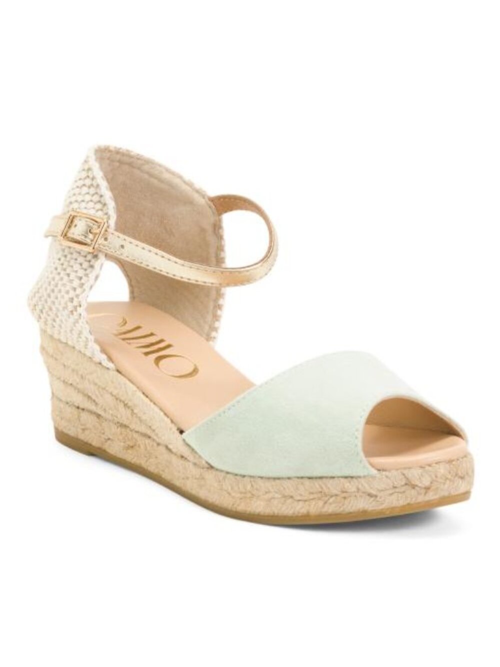 GAIMO Made In Spain Suede Espadrille Wedge Sandals With Ankle Strap